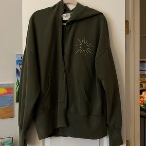 Offline by aerie olive green zip up hoodie size  xl